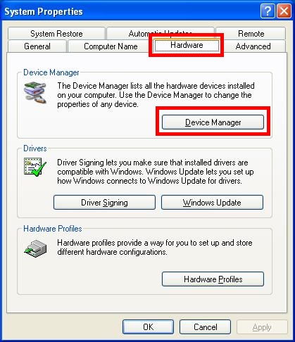 Device Manager Button