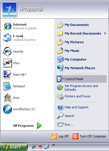 Start > Control Panel