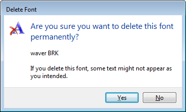 Comfrim if you want to Delete the font